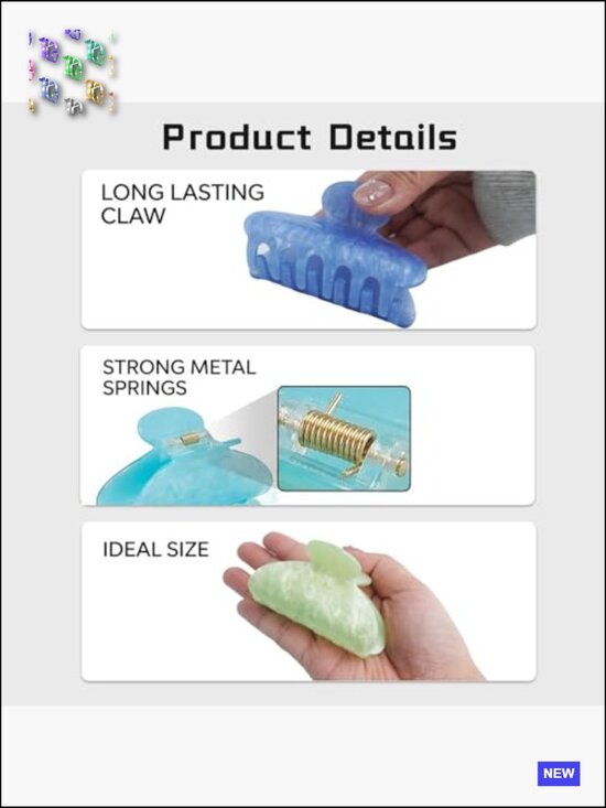 36 Pack Large Acrylic Hair Claw Clips Non Slip Jaw Clips for Thick Thin Hair